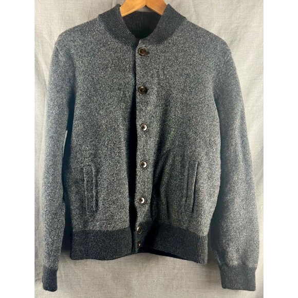 J Crew Mercantile Cardigan Sweater Men's Large Grey 100% Lambs Wool Button Up - Picture 1 of 5